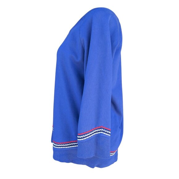 Lucky Lotus by Lucky Brand Embroidered Blue Sweatshirt Raglan Sleeve Medium - Picture 2 of 5